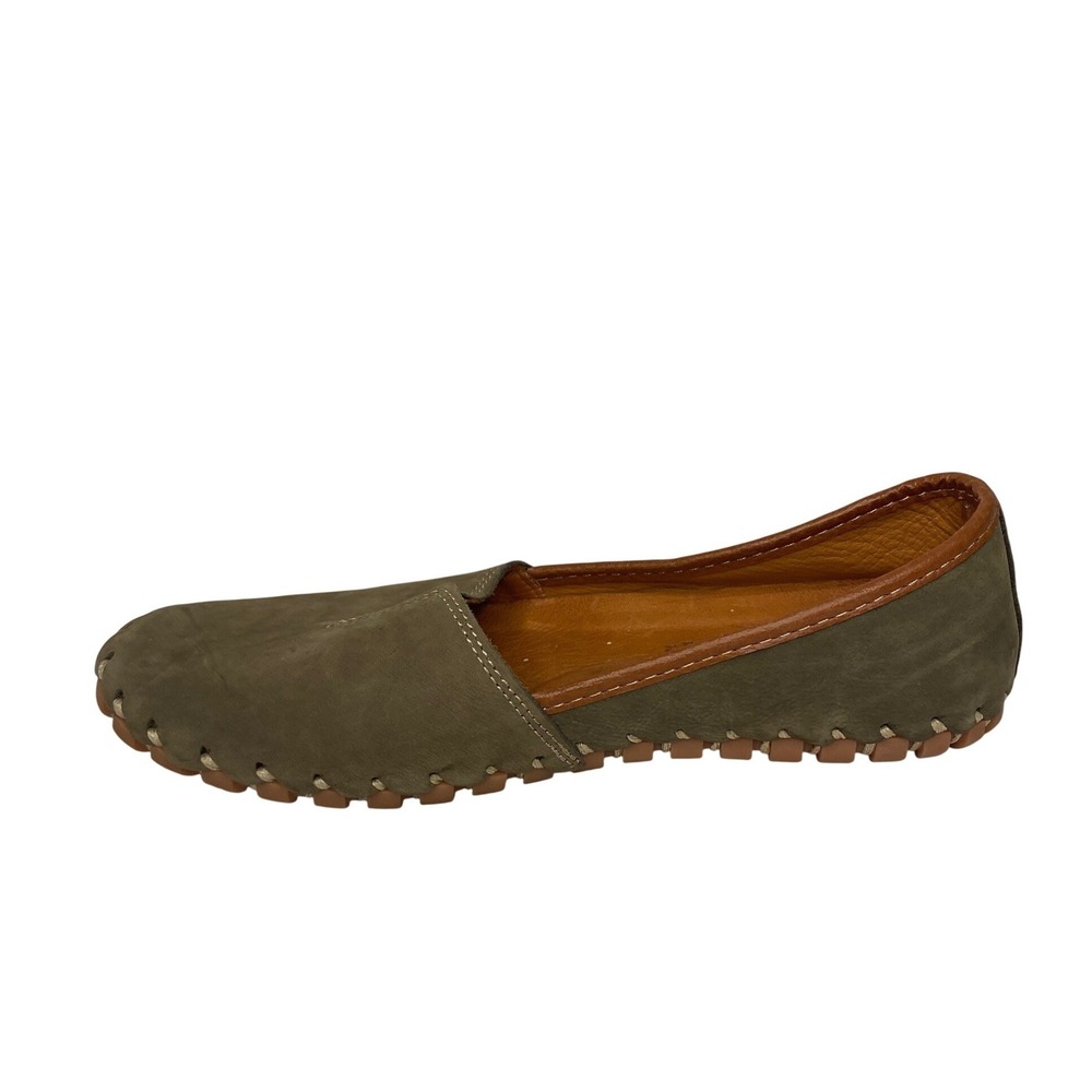 Spring Step Kathaleta Womens Olive Green Leather Loafers Flats Size 37 7 Boho